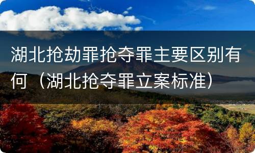 湖北抢劫罪抢夺罪主要区别有何（湖北抢夺罪立案标准）