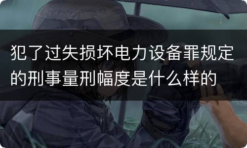 犯了过失损坏电力设备罪规定的刑事量刑幅度是什么样的