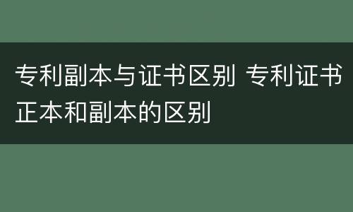 专利副本与证书区别 专利证书正本和副本的区别