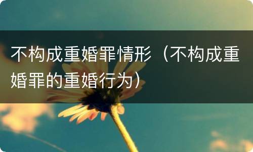 不构成重婚罪情形（不构成重婚罪的重婚行为）