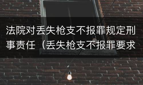 法院对丢失枪支不报罪规定刑事责任（丢失枪支不报罪要求造成了严重后果的才构成犯罪）