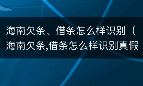 海南欠条、借条怎么样识别（海南欠条,借条怎么样识别真假）