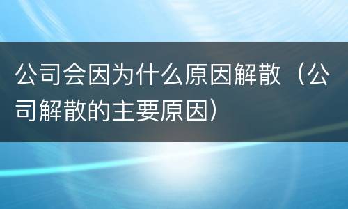 公司会因为什么原因解散（公司解散的主要原因）