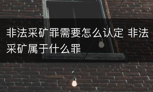 非法采矿罪需要怎么认定 非法采矿属于什么罪