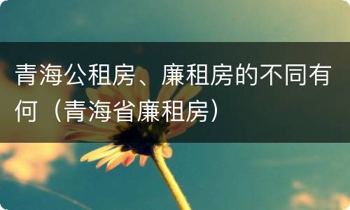 青海公租房、廉租房的不同有何（青海省廉租房）