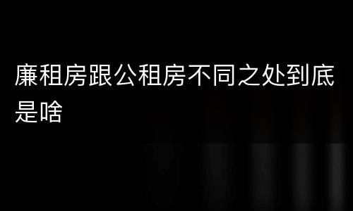 廉租房跟公租房不同之处到底是啥