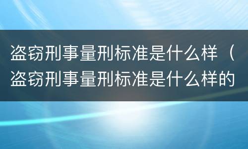 盗窃刑事量刑标准是什么样（盗窃刑事量刑标准是什么样的）