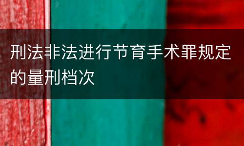 刑法非法进行节育手术罪规定的量刑档次