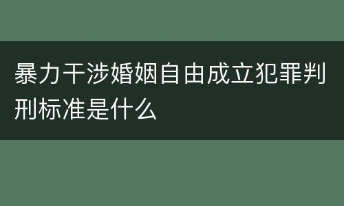 暴力干涉婚姻自由成立犯罪判刑标准是什么