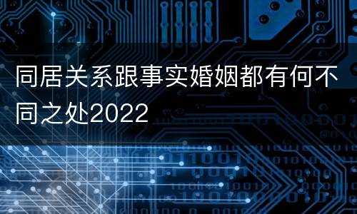 同居关系跟事实婚姻都有何不同之处2022