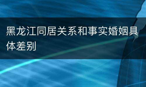 黑龙江同居关系和事实婚姻具体差别