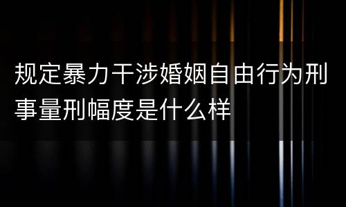 规定暴力干涉婚姻自由行为刑事量刑幅度是什么样