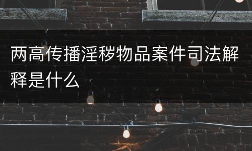 两高传播淫秽物品案件司法解释是什么