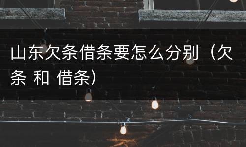 山东欠条借条要怎么分别（欠条 和 借条）