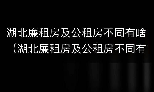 湖北廉租房及公租房不同有啥(湖北廉租房及公租房不同有啥影响)