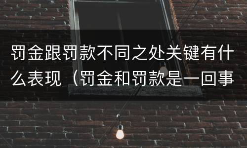 罚金跟罚款不同之处关键有什么表现（罚金和罚款是一回事吗）