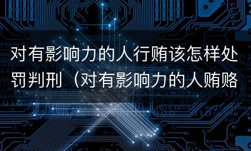 对有影响力的人行贿该怎样处罚判刑（对有影响力的人贿赂罪）