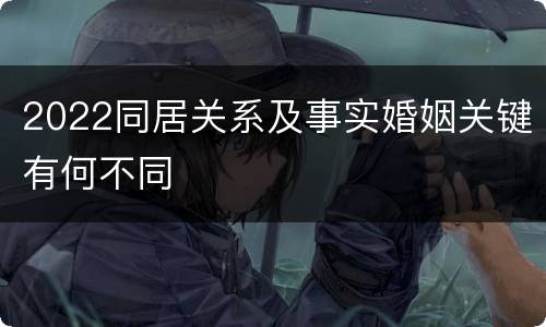 2022同居关系及事实婚姻关键有何不同