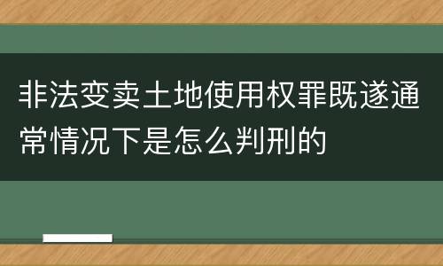 非法变卖土地使用权罪既遂通常情况下是怎么判刑的