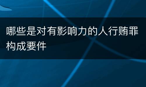 哪些是对有影响力的人行贿罪构成要件