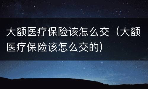 大额医疗保险该怎么交（大额医疗保险该怎么交的）