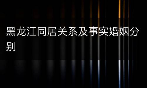 黑龙江同居关系及事实婚姻分别