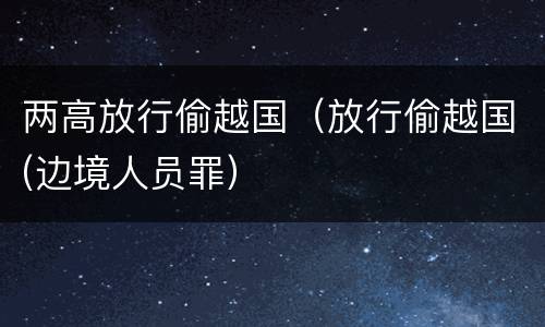 两高放行偷越国（放行偷越国(边境人员罪）