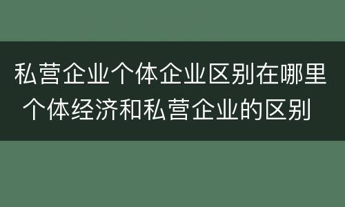 私营企业个体企业区别在哪里 个体经济和私营企业的区别