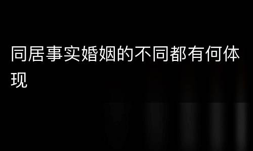 同居事实婚姻的不同都有何体现