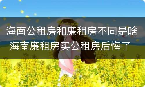 海南公租房和廉租房不同是啥 海南廉租房买公租房后悔了