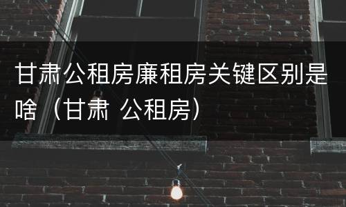 甘肃公租房廉租房关键区别是啥（甘肃 公租房）