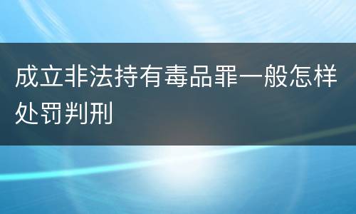 成立非法持有毒品罪一般怎样处罚判刑