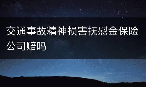 交通事故精神损害抚慰金保险公司赔吗