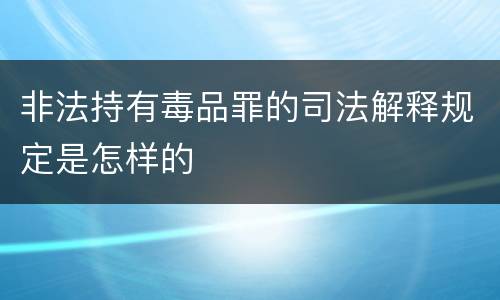 非法持有毒品罪的司法解释规定是怎样的