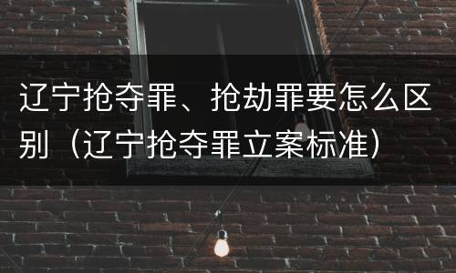 辽宁抢夺罪、抢劫罪要怎么区别(辽宁抢夺罪立案标准)