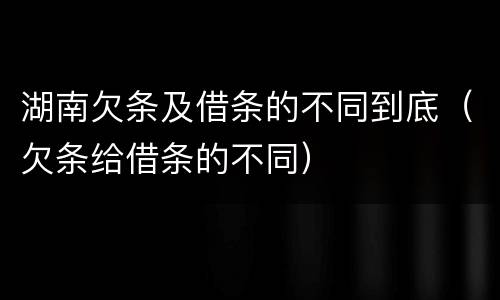 湖南欠条及借条的不同到底（欠条给借条的不同）