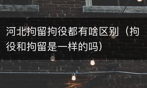 河北拘留拘役都有啥区别（拘役和拘留是一样的吗）