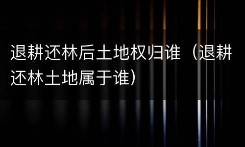 退耕还林后土地权归谁（退耕还林土地属于谁）