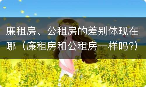 廉租房、公租房的差别体现在哪（廉租房和公租房一样吗?）