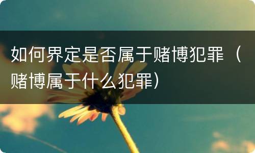 如何界定是否属于赌博犯罪（赌博属于什么犯罪）