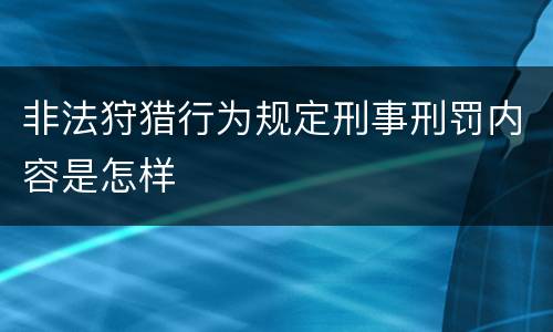 非法狩猎行为规定刑事刑罚内容是怎样