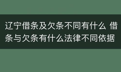 辽宁借条及欠条不同有什么 借条与欠条有什么法律不同依据