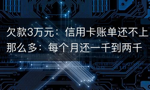 欠款3万元：信用卡账单还不上那么多：每个月还一千到两千元：请问还要做坐牢吗
