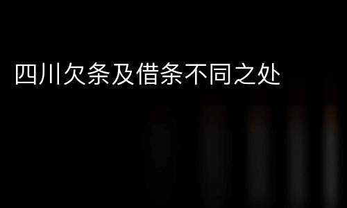 四川欠条及借条不同之处