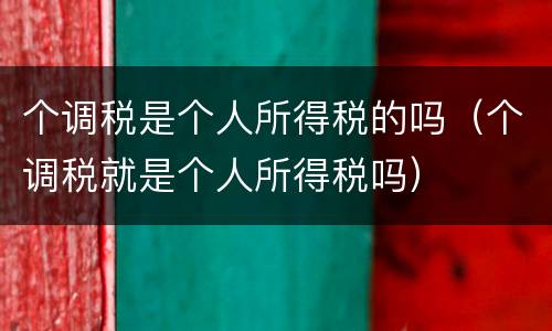个调税是个人所得税的吗（个调税就是个人所得税吗）