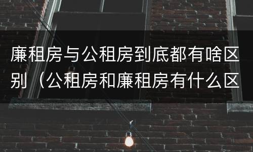 廉租房与公租房到底都有啥区别（公租房和廉租房有什么区别?）