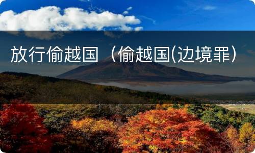 放行偷越国（偷越国(边境罪）