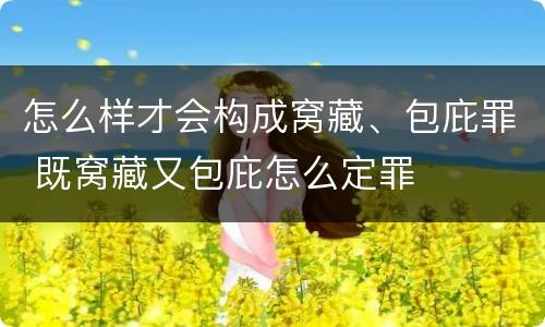 怎么样才会构成窝藏、包庇罪 既窝藏又包庇怎么定罪
