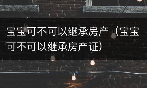 宝宝可不可以继承房产（宝宝可不可以继承房产证）