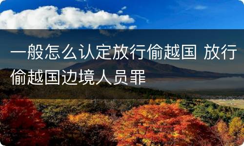 一般怎么认定放行偷越国 放行偷越国边境人员罪